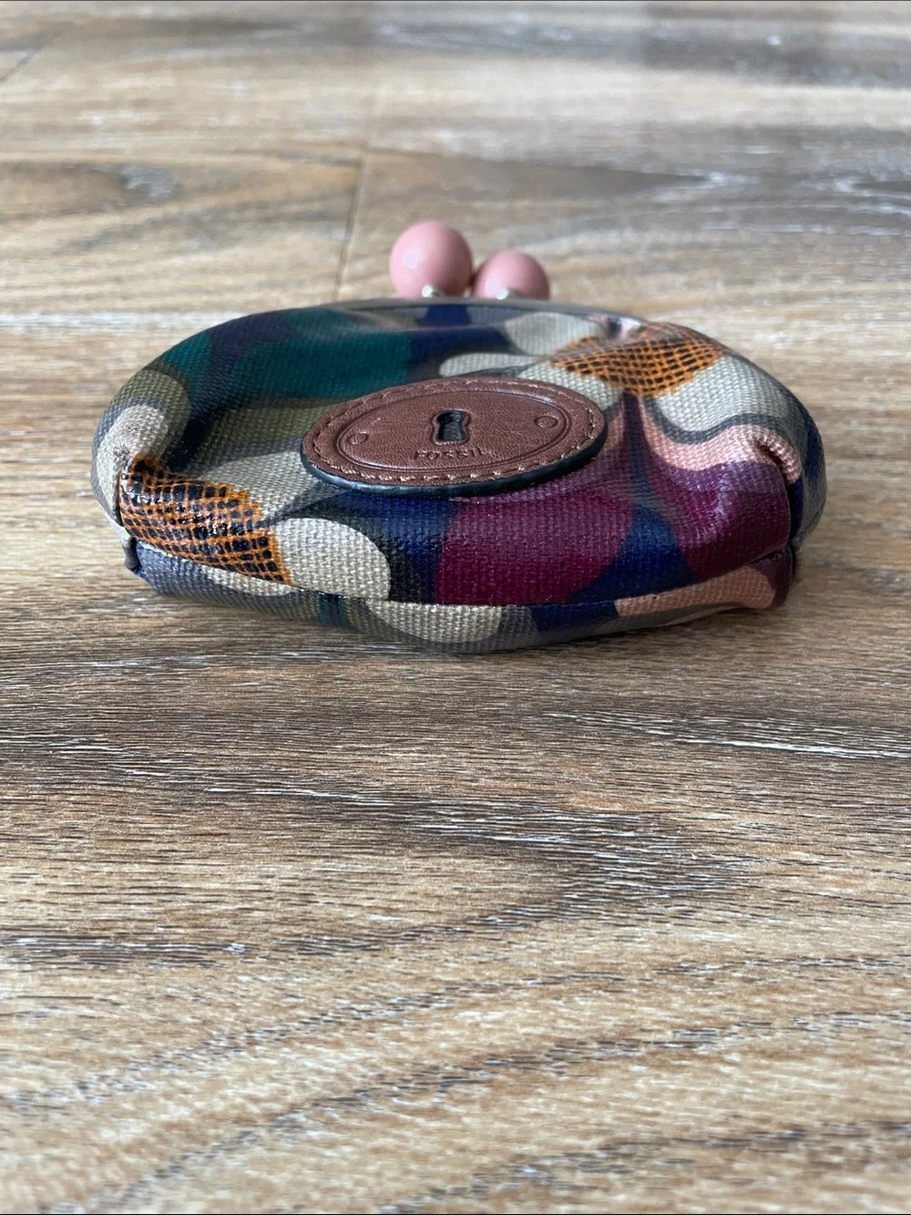 Fossil Key-Per Coated Canvas Kiss-lock Coin Purse